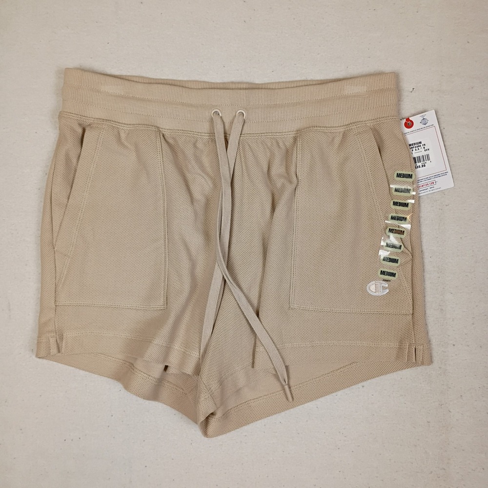 Champion Womens Cotton Mesh Athletic Shorts Champagne Beige M6681 Medium NWT